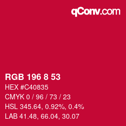 Color code: RGB 196 8 53 | qconv.com