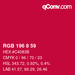 颜色代码: RGB 196 8 59 | qconv.com