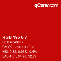 Color code: RGB 196 8 7 | qconv.com