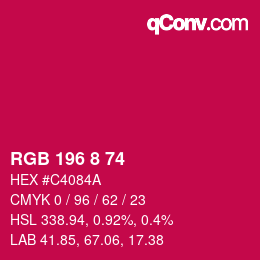 颜色代码: RGB 196 8 74 | qconv.com