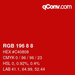 Farbcode: RGB 196 8 8 | qconv.com
