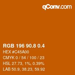 カラーコード: RGB 196 90.8 0.4 | qconv.com