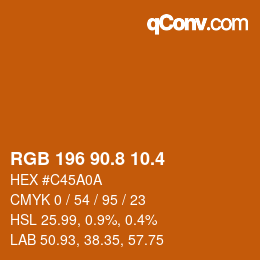 カラーコード: RGB 196 90.8 10.4 | qconv.com