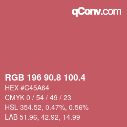 カラーコード: RGB 196 90.8 100.4 | qconv.com