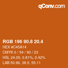 カラーコード: RGB 196 90.8 20.4 | qconv.com