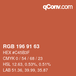 Código de color: RGB 196 91 63 | qconv.com