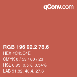 カラーコード: RGB 196 92.2 78.6 | qconv.com