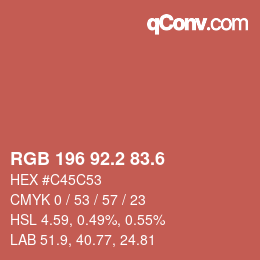 カラーコード: RGB 196 92.2 83.6 | qconv.com