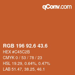 カラーコード: RGB 196 92.6 43.6 | qconv.com