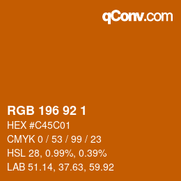 カラーコード: RGB 196 92 1 | qconv.com