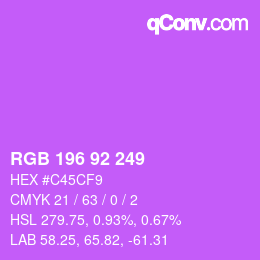 カラーコード: RGB 196 92 249 | qconv.com