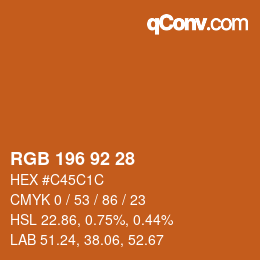 Color code: RGB 196 92 28 | qconv.com