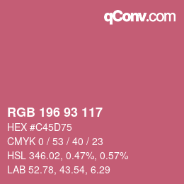 Color code: RGB 196 93 117 | qconv.com