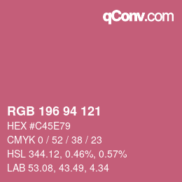 Código de color: RGB 196 94 121 | qconv.com