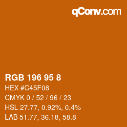 Color code: RGB 196 95 8 | qconv.com