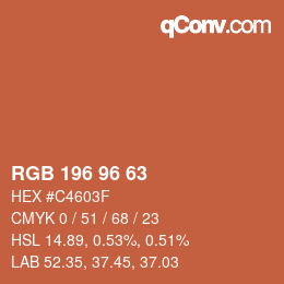 カラーコード: RGB 196 96 63 | qconv.com