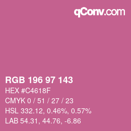 カラーコード: RGB 196 97 143 | qconv.com