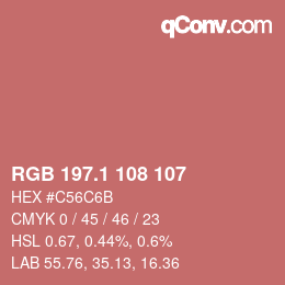 カラーコード: RGB 197.1 108 107 | qconv.com