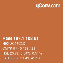 カラーコード: RGB 197.1 108 61 | qconv.com