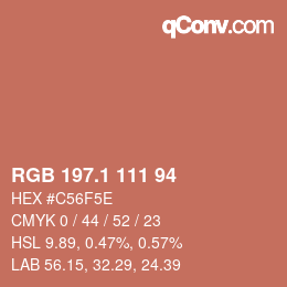 カラーコード: RGB 197.1 111 94 | qconv.com