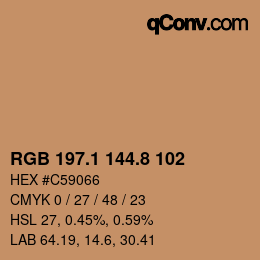 Color code: RGB 197.1 144.8 102 | qconv.com