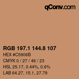 Color code: RGB 197.1 144.8 107 | qconv.com