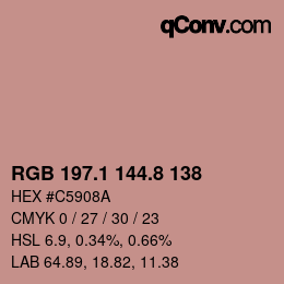 Color code: RGB 197.1 144.8 138 | qconv.com