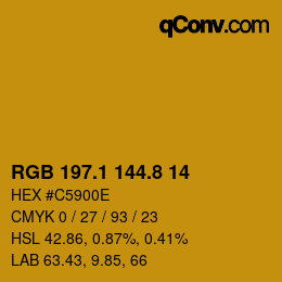 カラーコード: RGB 197.1 144.8 14 | qconv.com