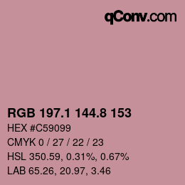 Color code: RGB 197.1 144.8 153 | qconv.com