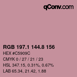 Color code: RGB 197.1 144.8 156 | qconv.com