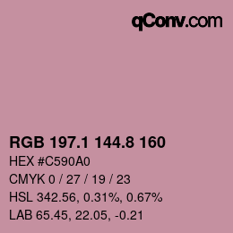カラーコード: RGB 197.1 144.8 160 | qconv.com
