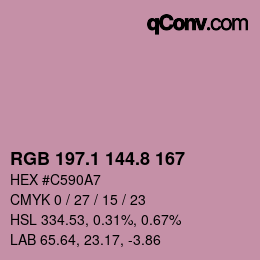カラーコード: RGB 197.1 144.8 167 | qconv.com