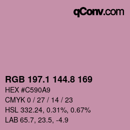カラーコード: RGB 197.1 144.8 169 | qconv.com