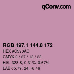 Color code: RGB 197.1 144.8 172 | qconv.com
