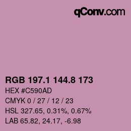 Color code: RGB 197.1 144.8 173 | qconv.com