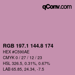 カラーコード: RGB 197.1 144.8 174 | qconv.com