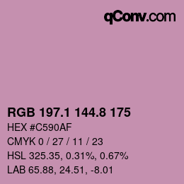 カラーコード: RGB 197.1 144.8 175 | qconv.com