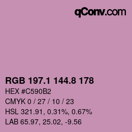 Color code: RGB 197.1 144.8 178 | qconv.com