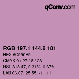 カラーコード: RGB 197.1 144.8 181 | qconv.com