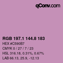 カラーコード: RGB 197.1 144.8 183 | qconv.com