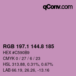 カラーコード: RGB 197.1 144.8 185 | qconv.com