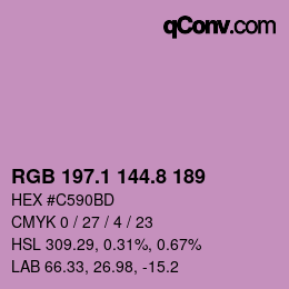 カラーコード: RGB 197.1 144.8 189 | qconv.com