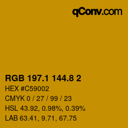 カラーコード: RGB 197.1 144.8 2 | qconv.com