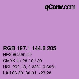 カラーコード: RGB 197.1 144.8 205 | qconv.com