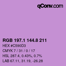 カラーコード: RGB 197.1 144.8 211 | qconv.com