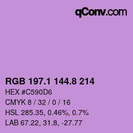 カラーコード: RGB 197.1 144.8 214 | qconv.com