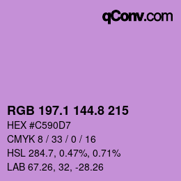 カラーコード: RGB 197.1 144.8 215 | qconv.com