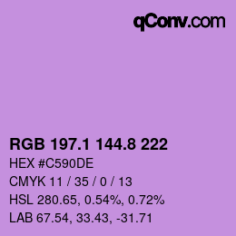 カラーコード: RGB 197.1 144.8 222 | qconv.com