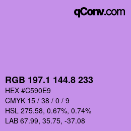カラーコード: RGB 197.1 144.8 233 | qconv.com
