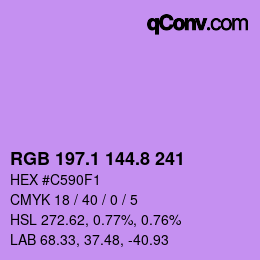 カラーコード: RGB 197.1 144.8 241 | qconv.com